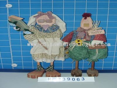 standing hare and cock with wooden legs 2/s