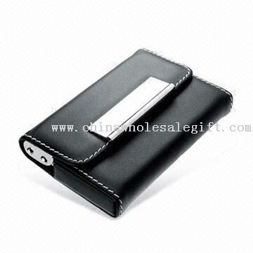 Leather Business Card Holder with Magnetic Button, Customized Designs are Welcome