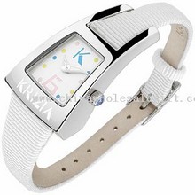 Womens Multicolor Dial White Silk Band Dress Watch images