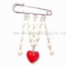 Brooch Made of Wooden Beads images