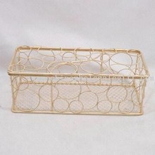 Circle Metal Wire Basket in Lasting Gold Finish images